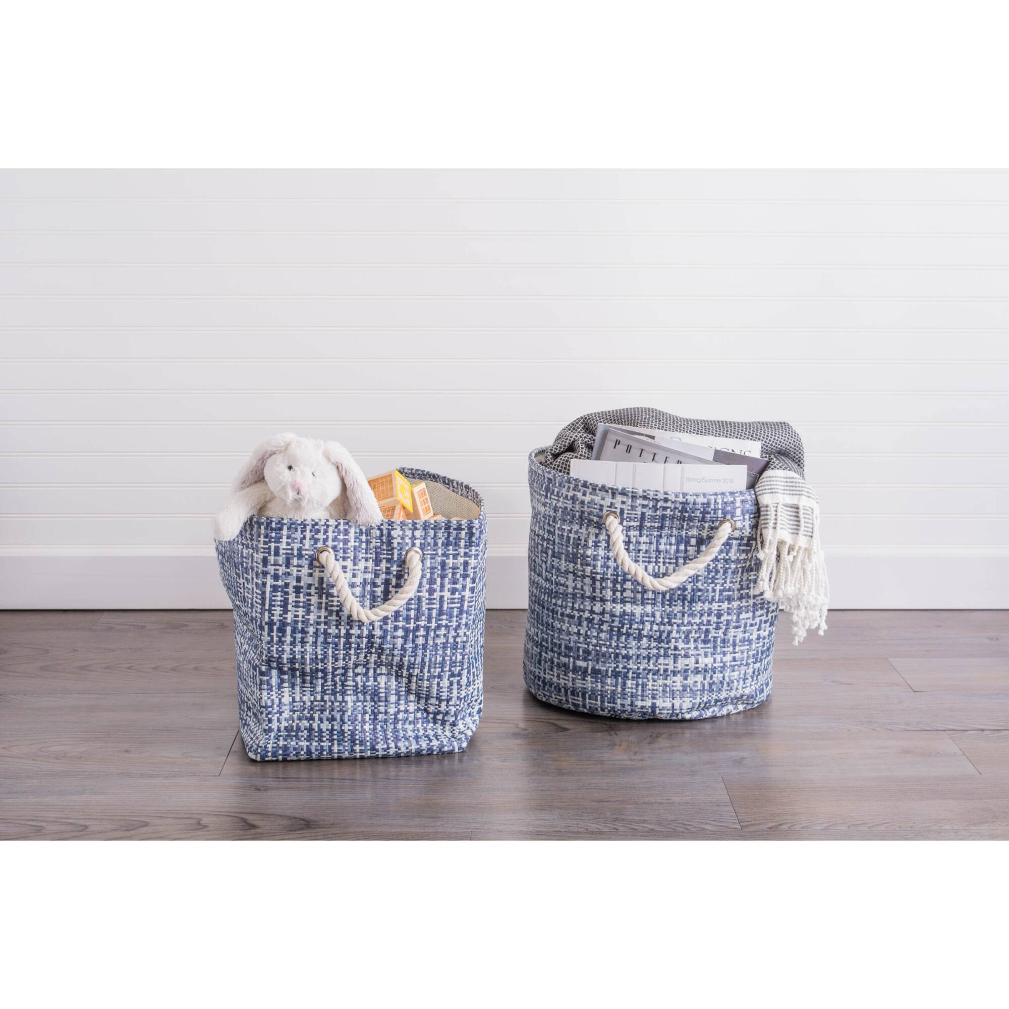 DII® Large Nautical Blue Tweed Rectangular Paper Bin